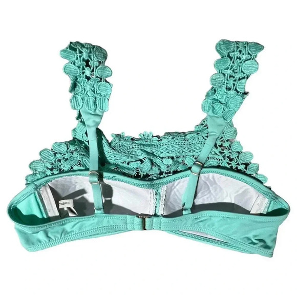 Cremieux Estilo Mint Green Light Turquoise Lace Bralette Bikini Top-Size Medium - Picture 5 of 7